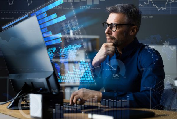 office worker using automated invoice processing system